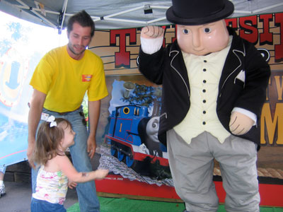 Tess meeting Sir Topham Hatt at the Tweetsie Railroad.